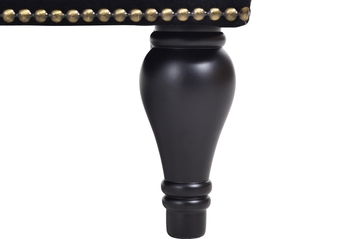 58" Velvet Chaise Lounge with Nailhead Trim and Solid Wood Legs