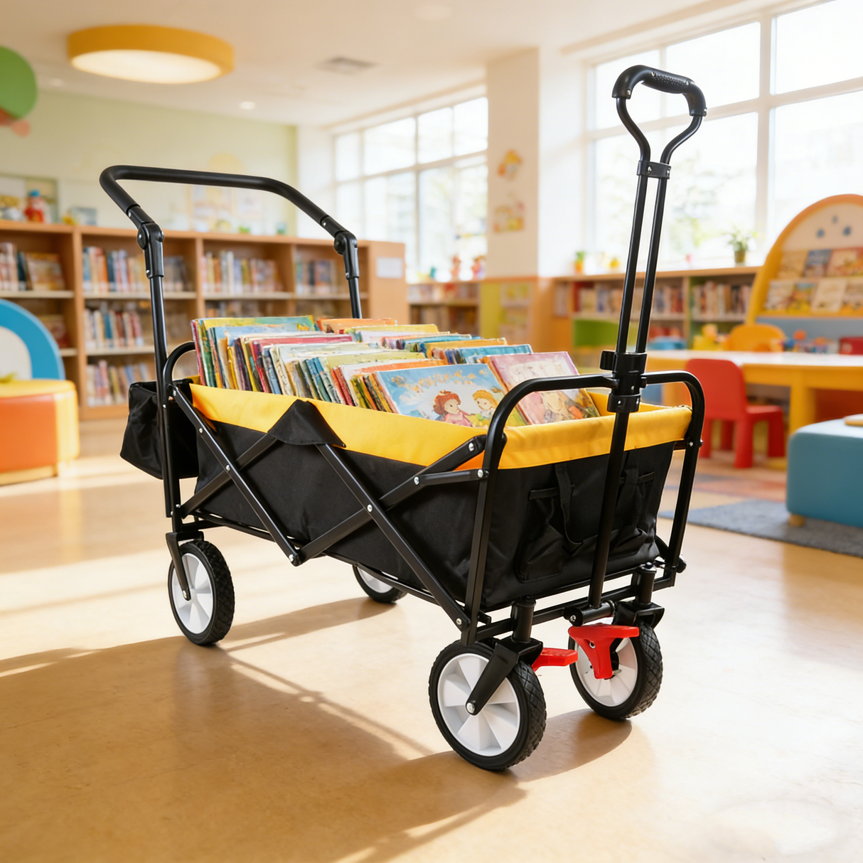 folding-wagon-Collapsible-Outdoor-Utility-Wagon,-Heavy-Duty-Folding-Garden-Portable-Hand-Cart-