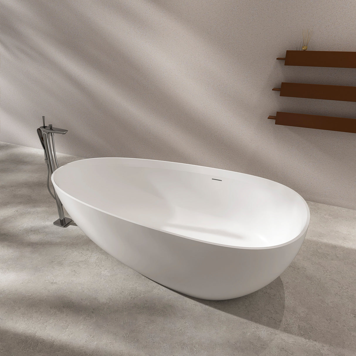71 Inch Artificial Stone Freestanding Bathroom Bathtub