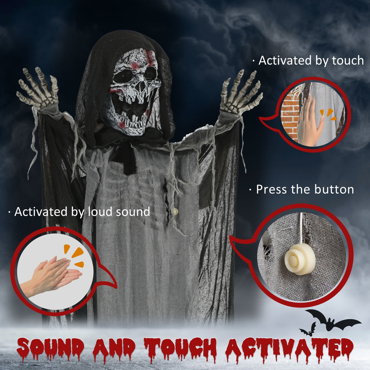 74" Animated Skeleton Witch of the Haunted Hollow