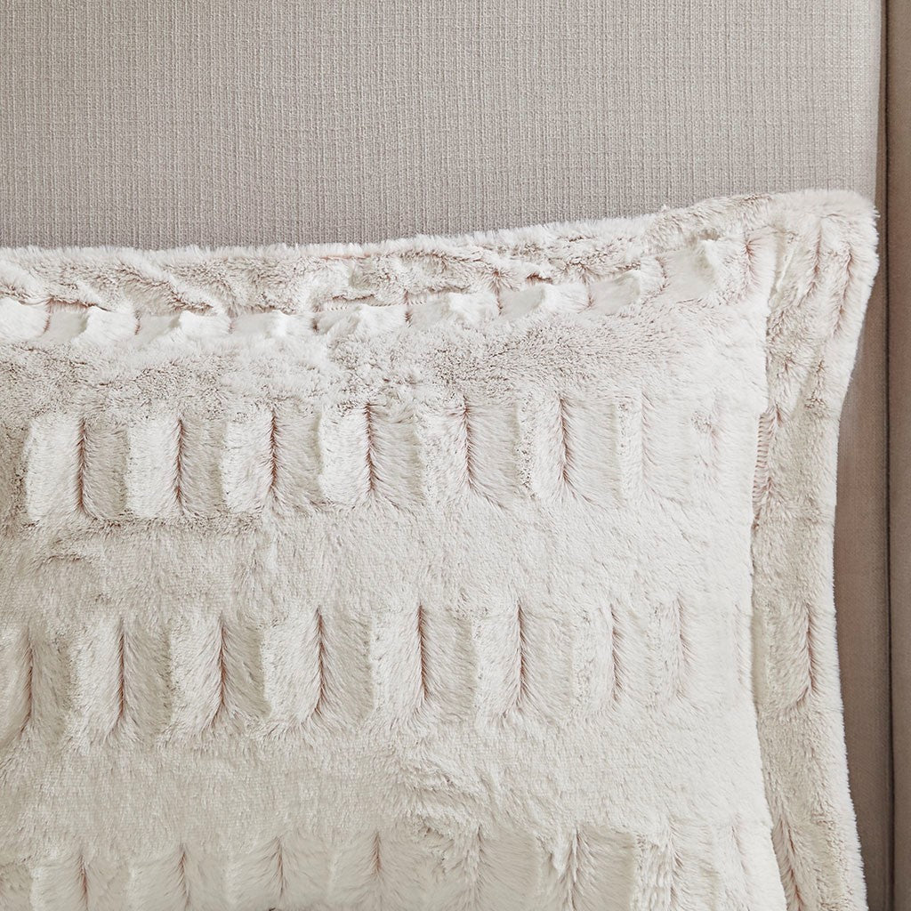 King/Cal King Faux Fur Comforter Mini Set with Hypoallergenic Fill - White