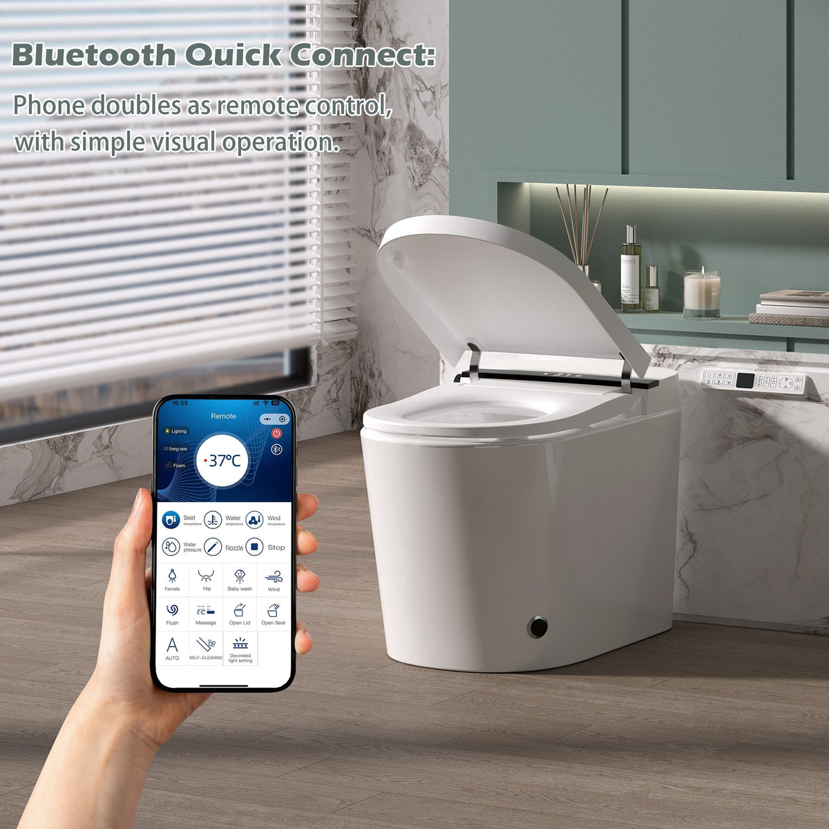 Smart Toilet With Bidet Built-In and Auto Flush - White