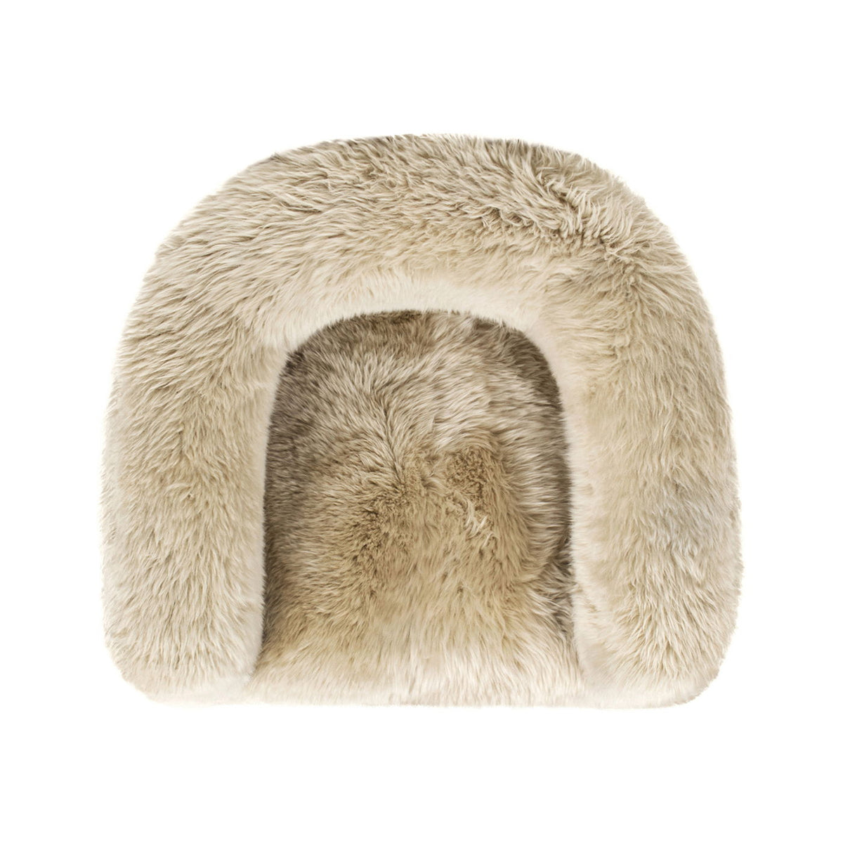 Genuine Sheepskin Fur Split Barrel Back Accent Chair with Sculptural Base - Natural Blonde