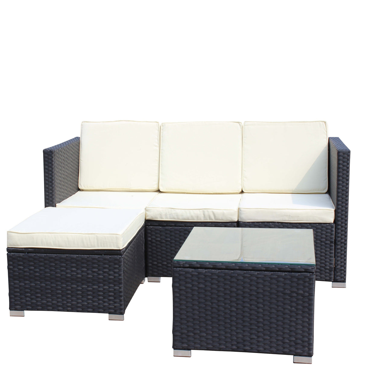 Outdoor 5-Piece PE Rattan Wicker Patio Sofa Set with Coffee Table
