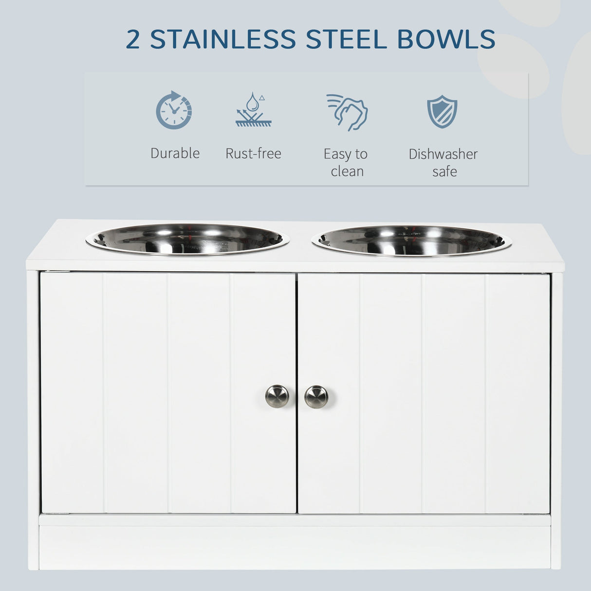 PawHut Large Elevated Dog Bowls with Storage Cabinet
