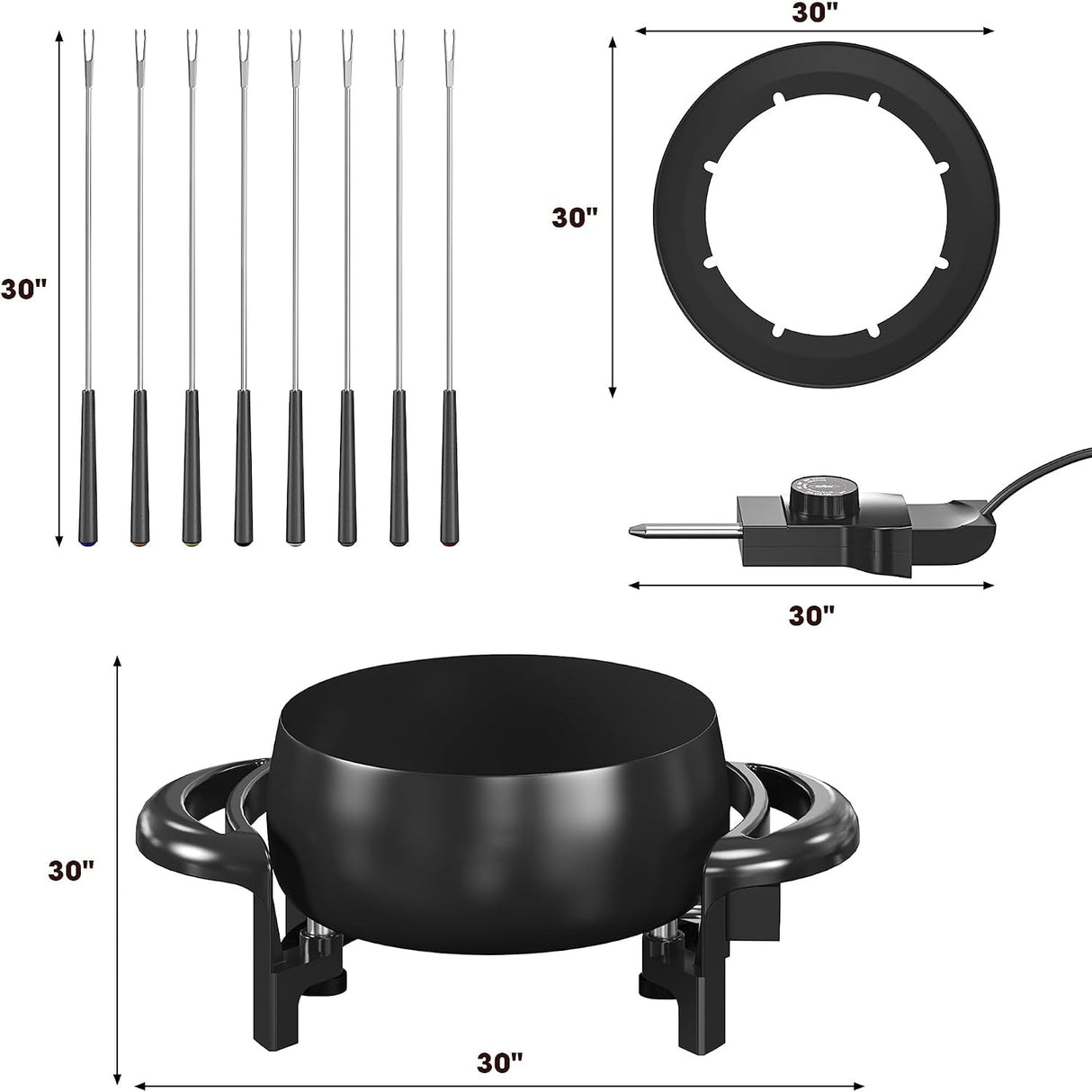 3 Quart Electric Fondue Pot Set