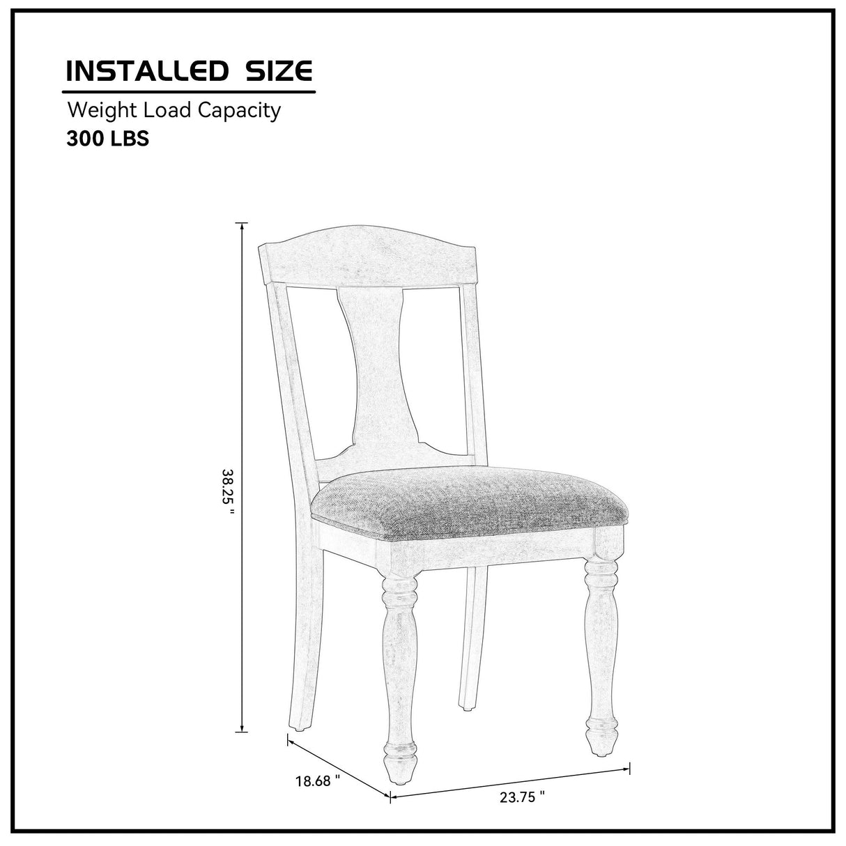 Wooden Frame Upholstered Dining Chairs, Set of 2