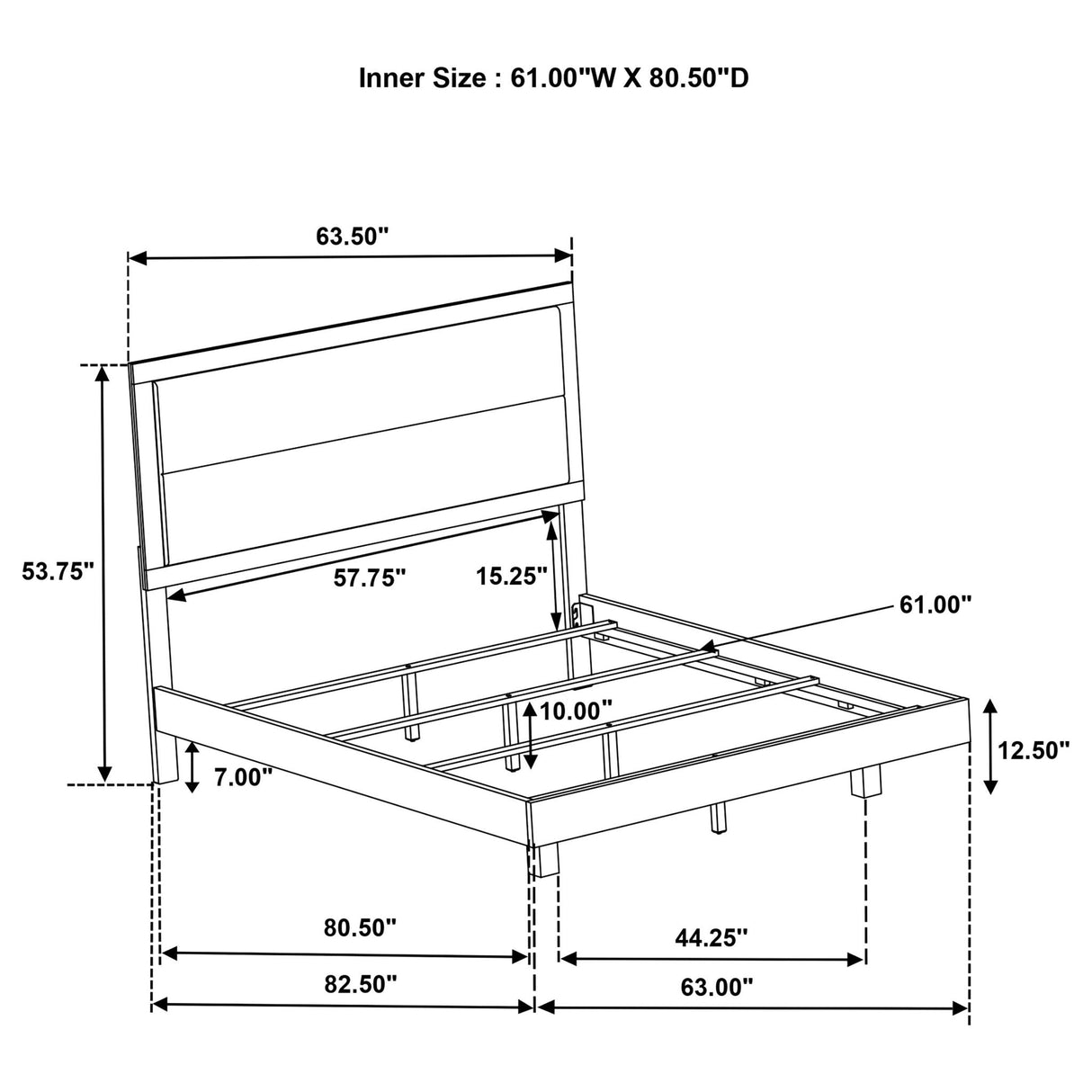 Strout - Queen Panel Bed With Upholstered Headboard - Rustic