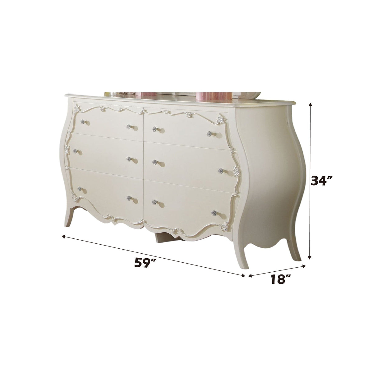 Edalene White Dresser with Six Drawers - White