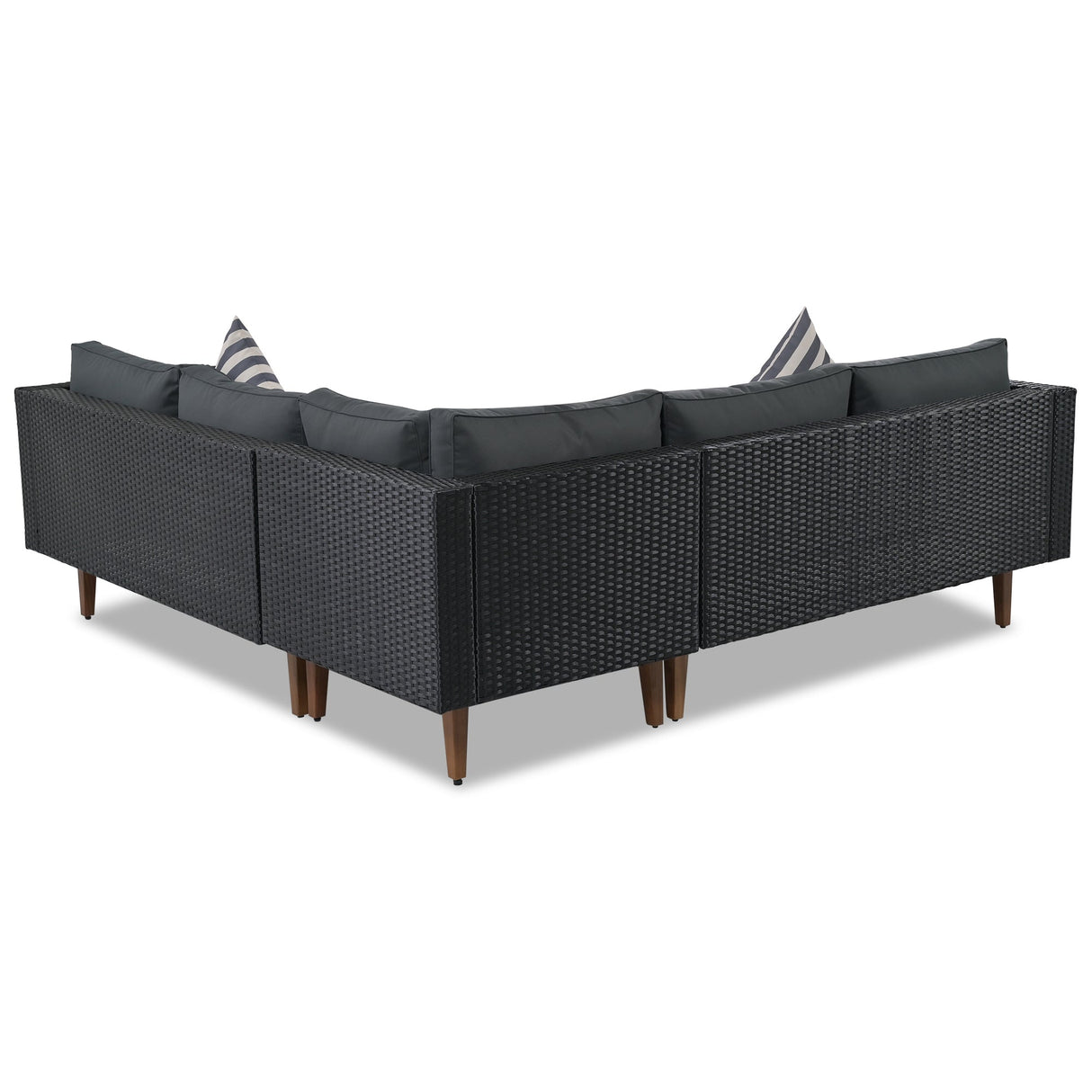 4-Pieces Outdoor Wicker Sofa Set with Colorful Pillows