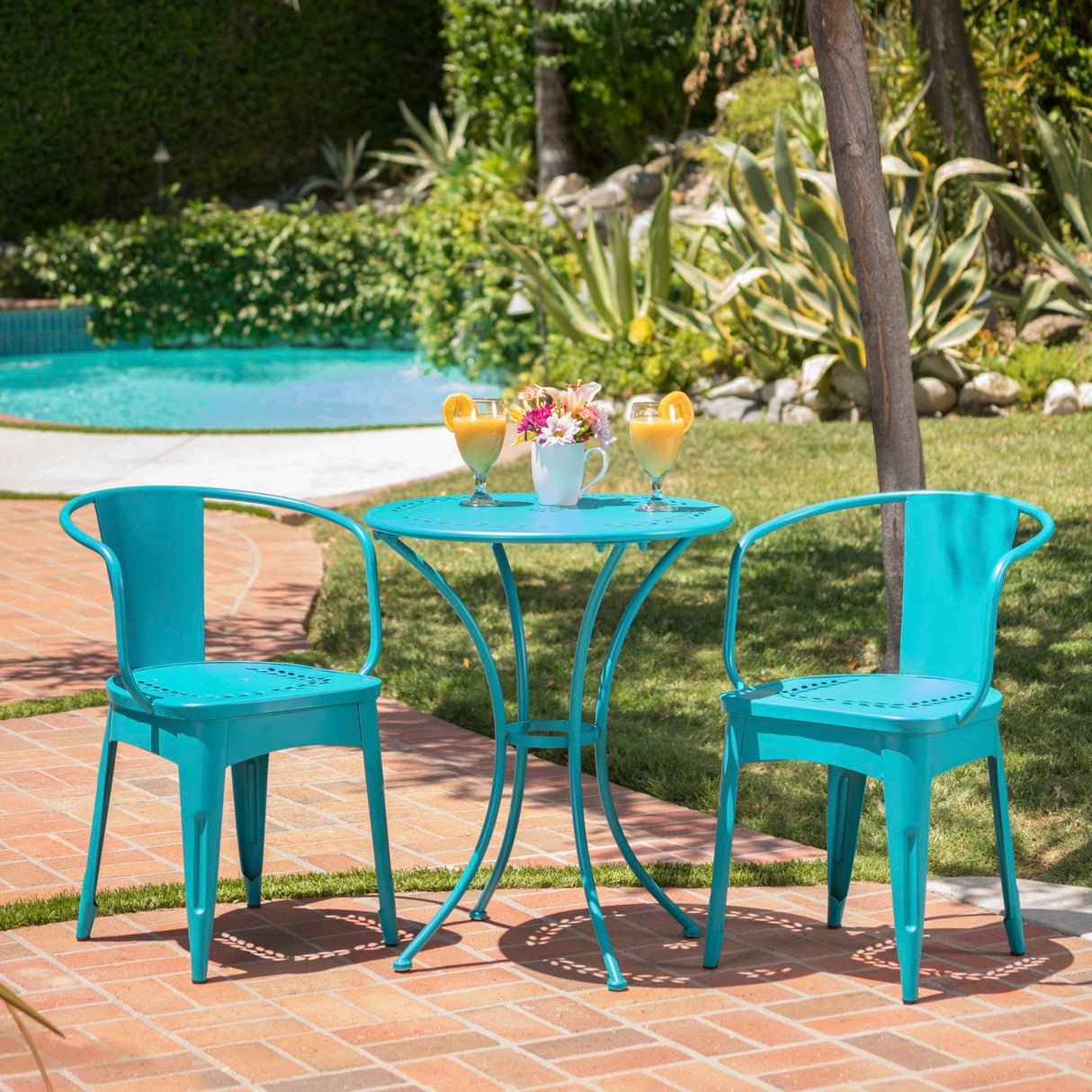 Lourdes - 3 Piece Metal Set - Teal