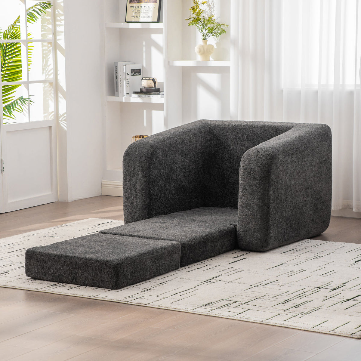 40" Foldable Single Sofa Bed with Armrest & Backrest