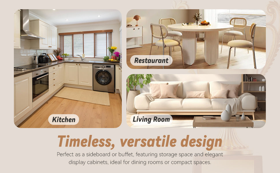 60" Wood Accent Cabinet with 4 Doors Brown and Antique White