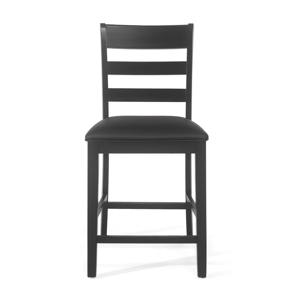 Farmhouse Upholstered Wood Counter Stools with Full Back - Black or Dark Brown