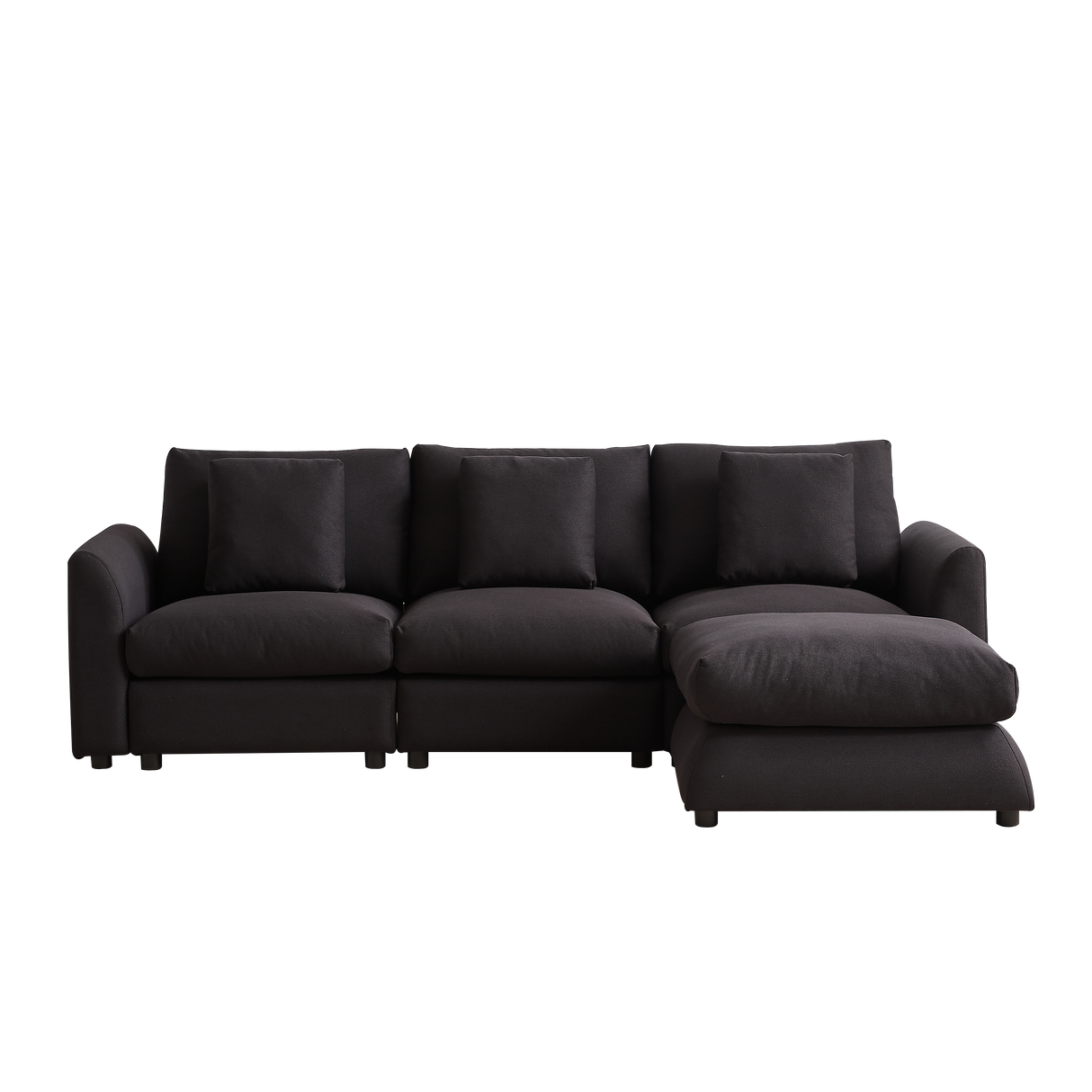102.2 Inch Combination Sofa Modular Sofa with Ottoman Black