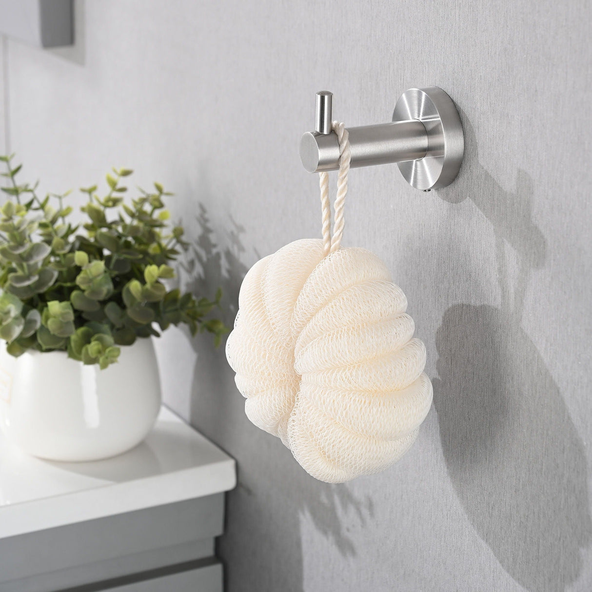 Bathroom Set 4 Pack With Towel Bar Racks, Toilet Paper Holder, Ring, Hook, Stainless Steel - Brushed Nickel