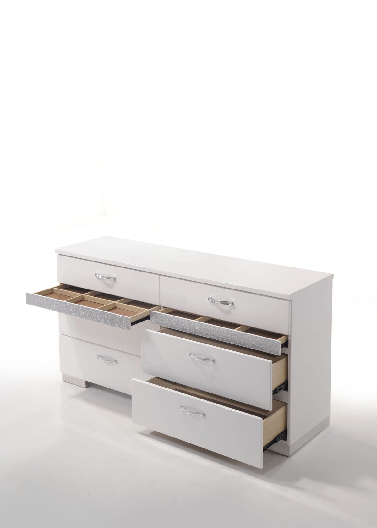 Naima II White Dresser with Jewelry Organizers