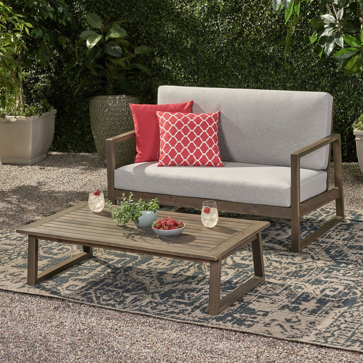 Belgian - Loveseat & Coffee Table Set With Water Resistant Cushions