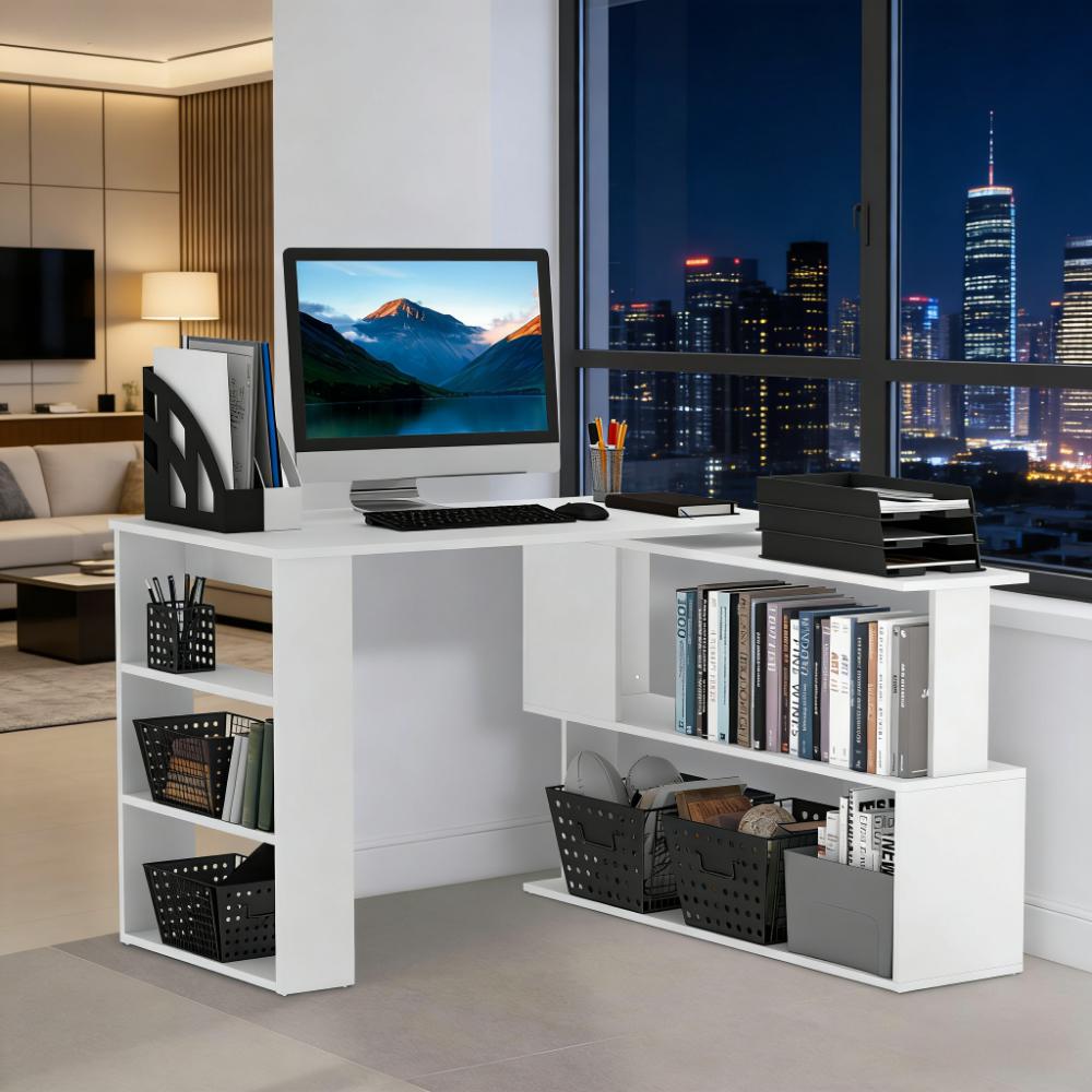 Writing Table Workstation: L Shaped Corner Computer Desk