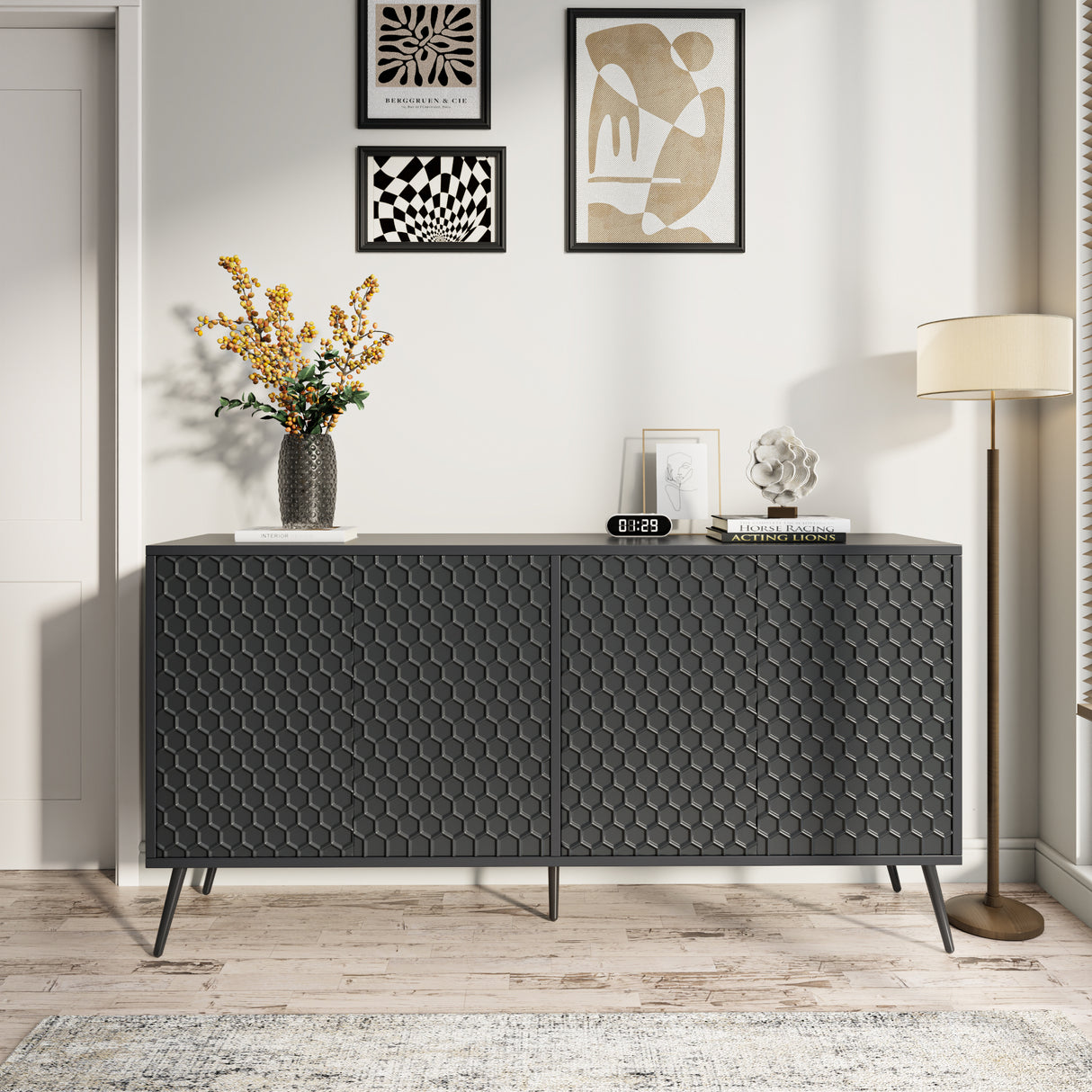Mid-Century Modern Sideboard 63' - Black