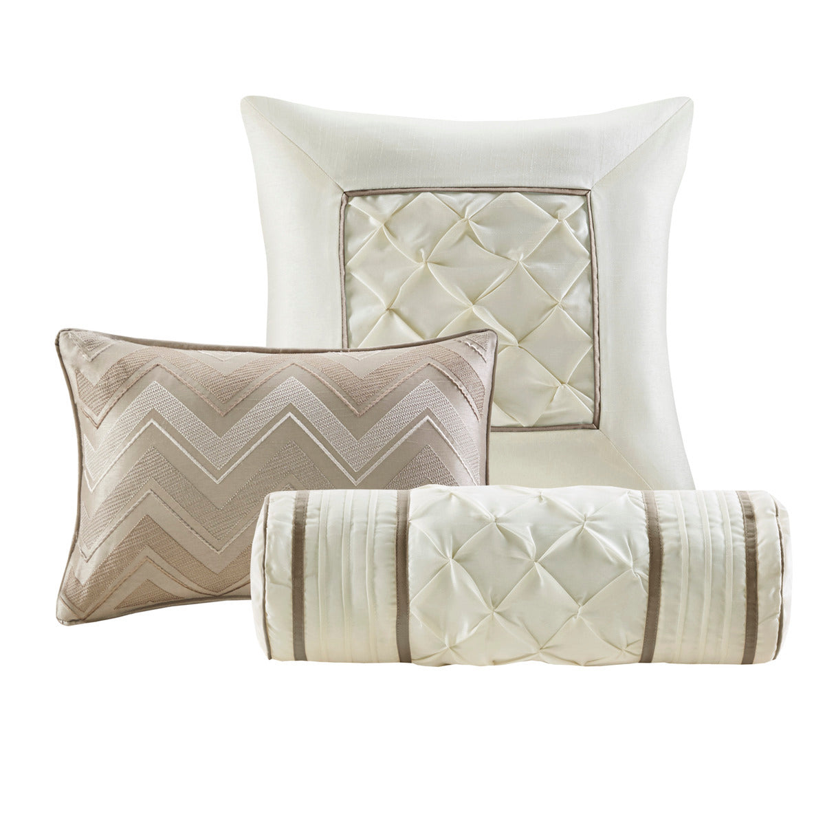 7 Piece Tufted Comforter Set Taupe King