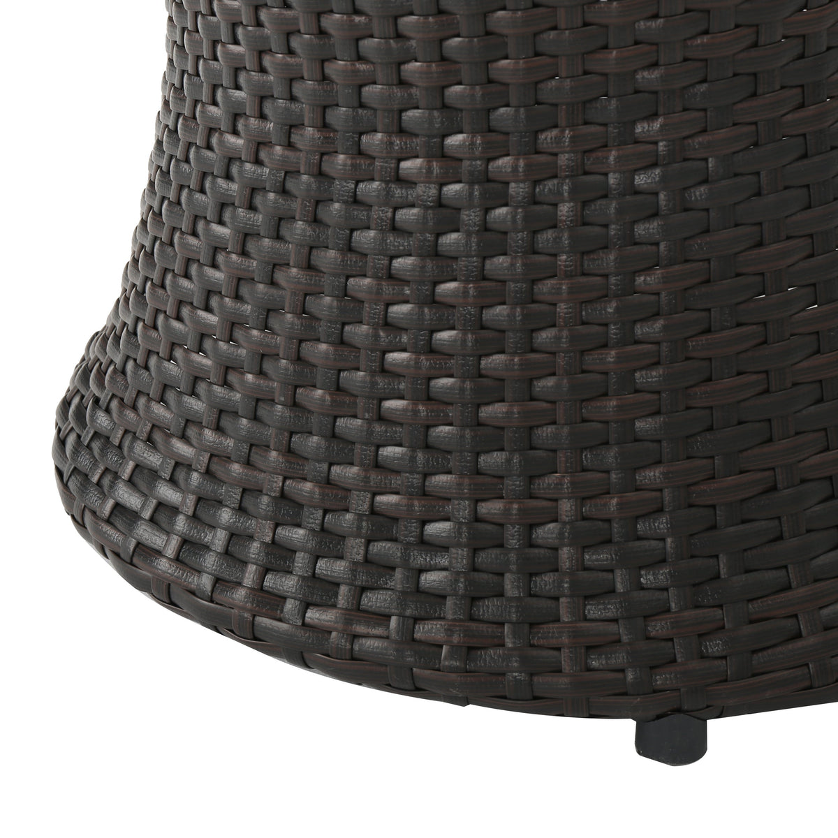19" Kono Hourglass End Table with Durable PE Rattan - Brown Multi