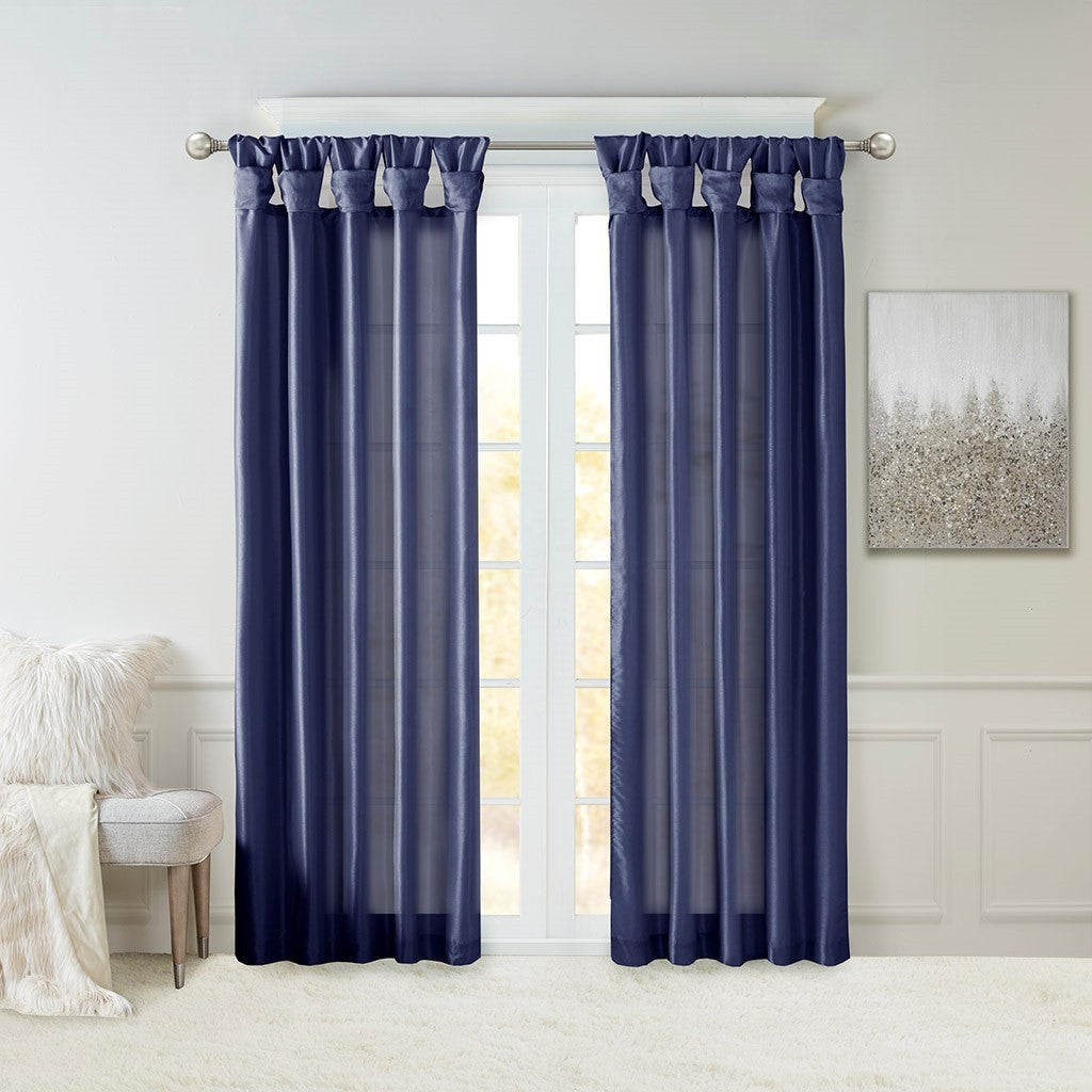 Twist tab lined window curtain panel navy 50x120"