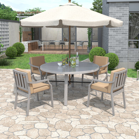 Antique-Gray-Outdoor-4-Person-Wooden-Dining-Set-with-Umbrella-Hole-Outdoor-Dining-Sets