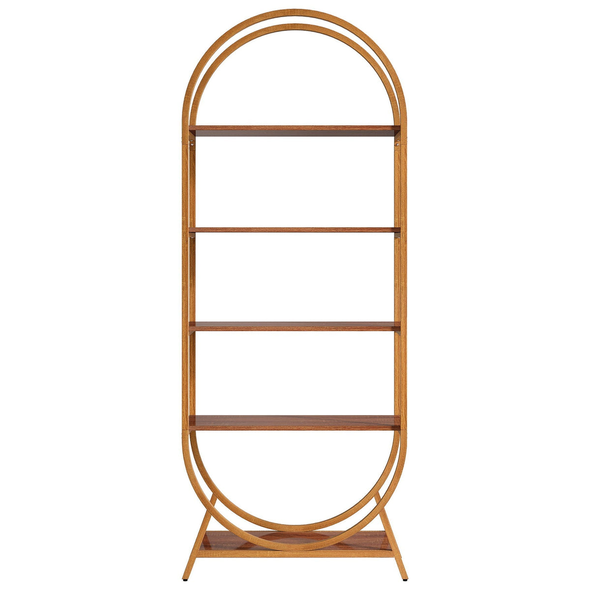 Arched 5 Tier Open Bookshelf For Office - Brown
