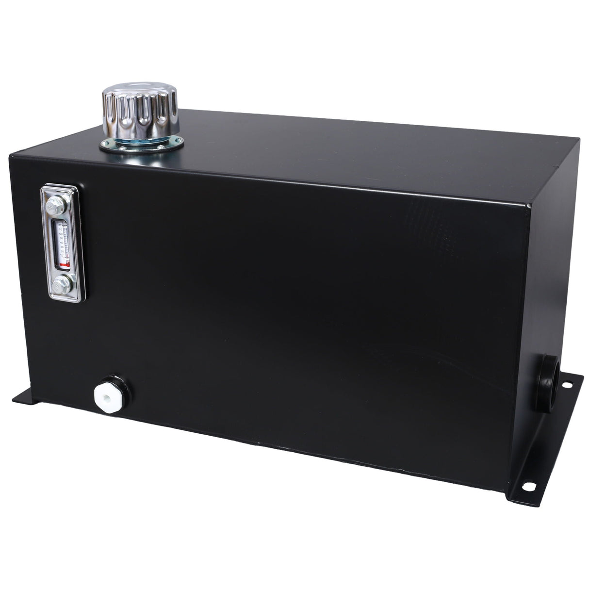 Heavy Duty Hydraulic Fluid Tank 10 Gal Steel Reservoir With Strainer, Gauge & Breather Cap For Tractors & Trucks - Black