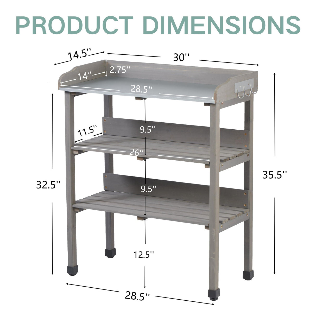 Outdoor Potting Table, 3 Tier Workbench