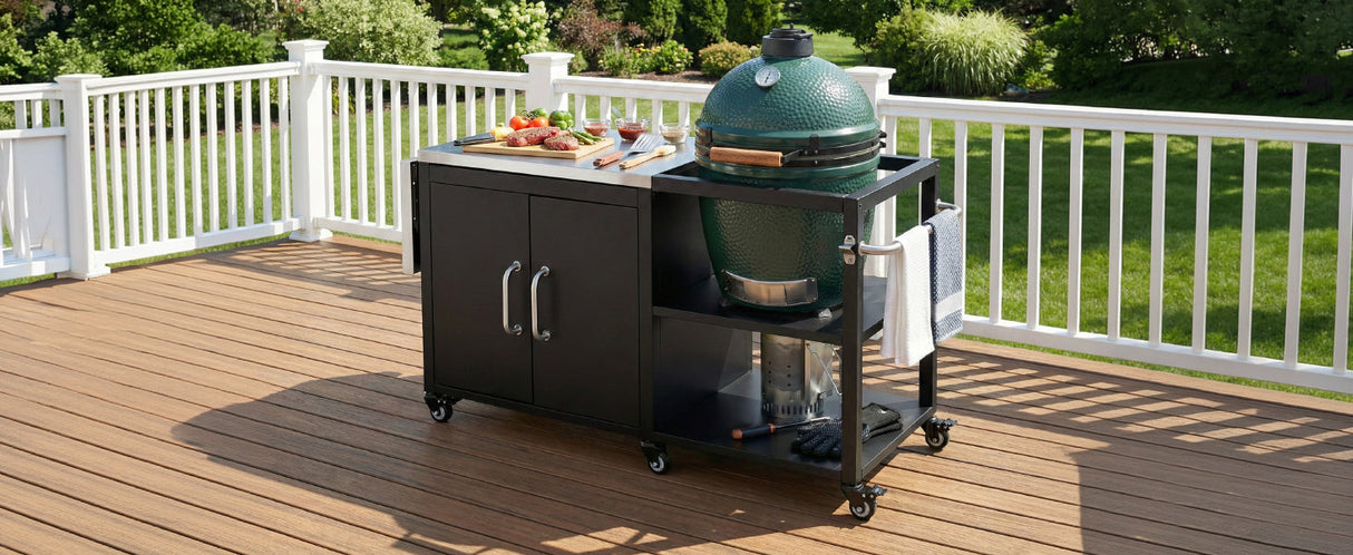 K&K 76.6' Outdoor Grill Cart with Storage Cabinet