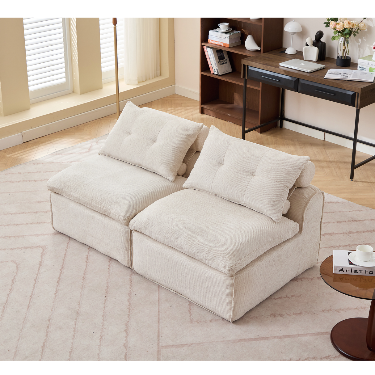Modular Sofa with Soft Chenille Fabric