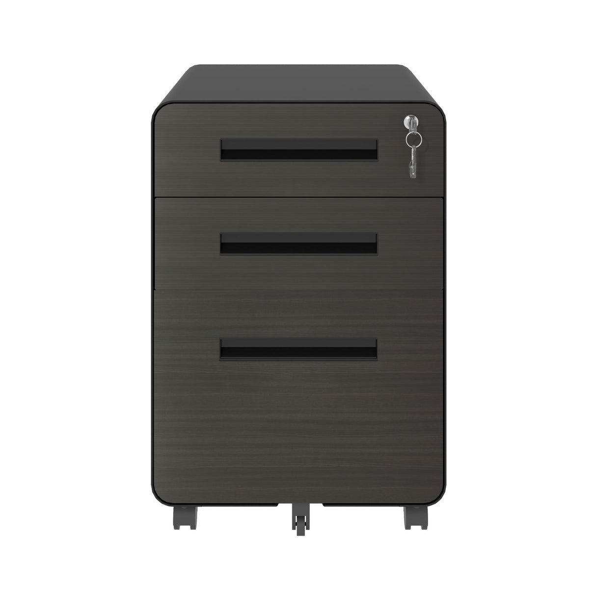 3-Drawer Mobile File Cabinet With Lock, On Casters, Holds A4/Letter Files