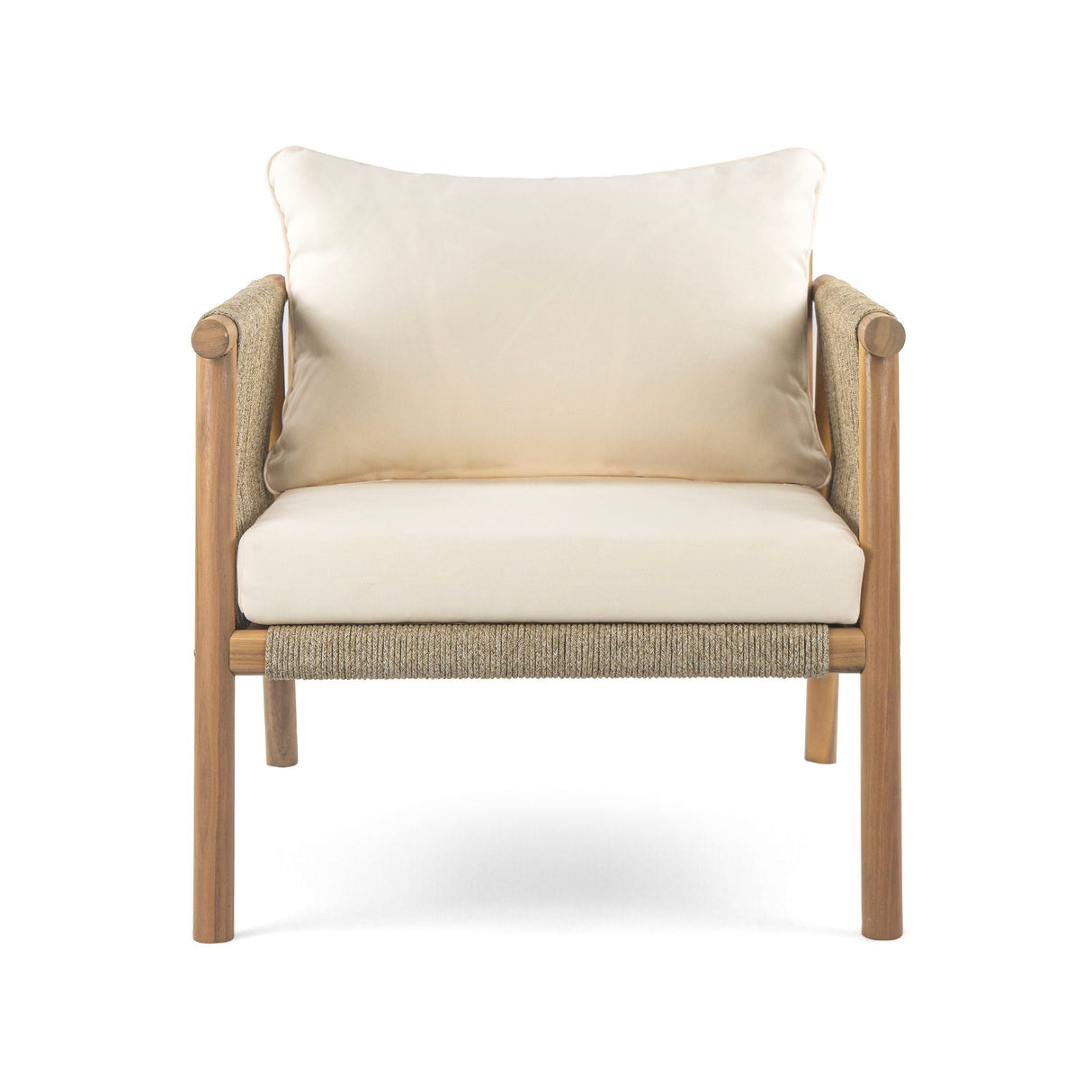 Modern Outdoor Woven Lounge Chair With Solid Frame And Cushions