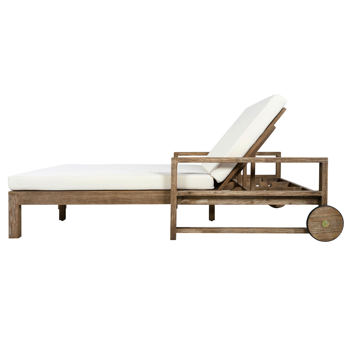TREXM 1-Piece Farmhouse Wooden Outdoor Sunbed for 2
