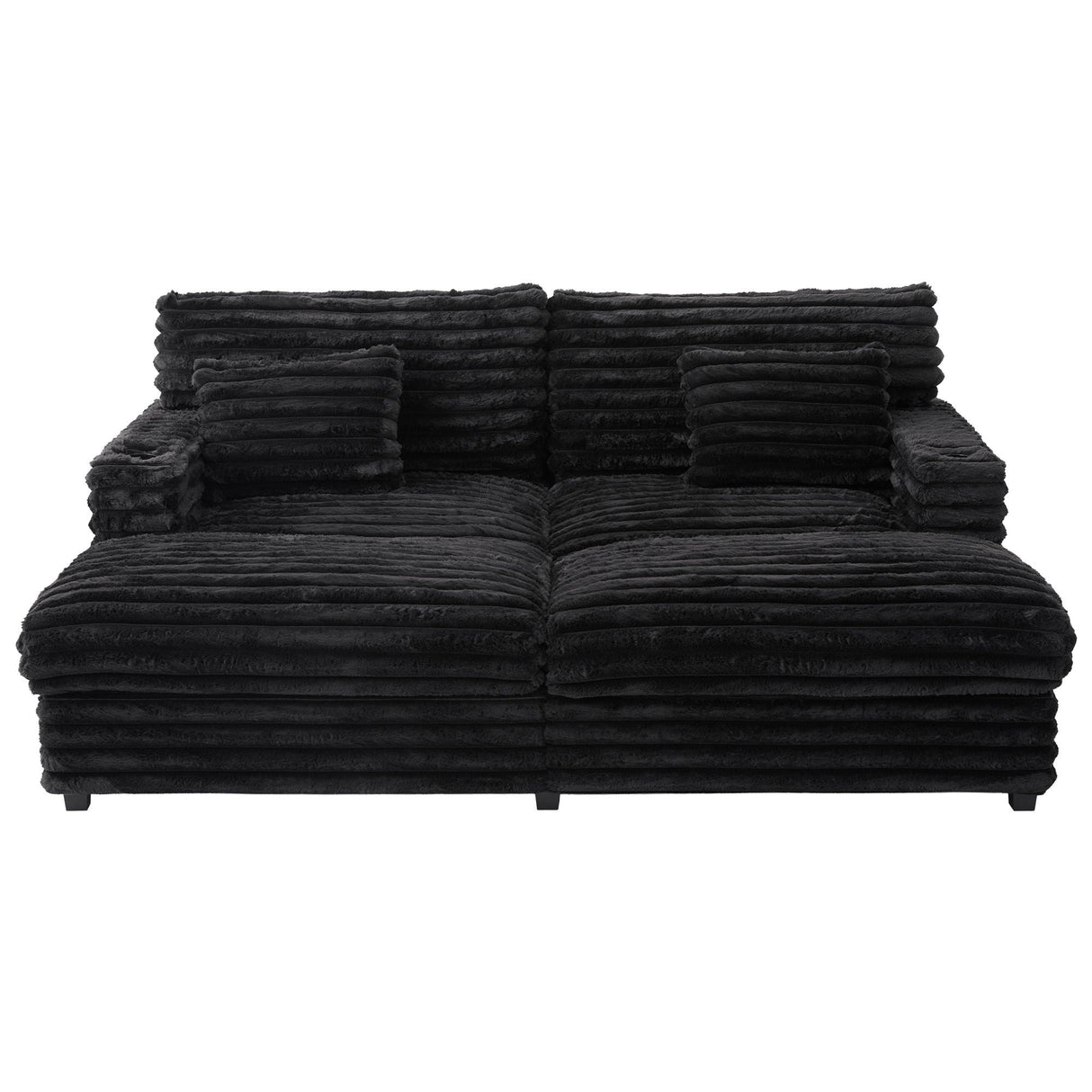 Oversized Double Chaise Lounge Sofa Bed With USB Ports And Cup Holders
