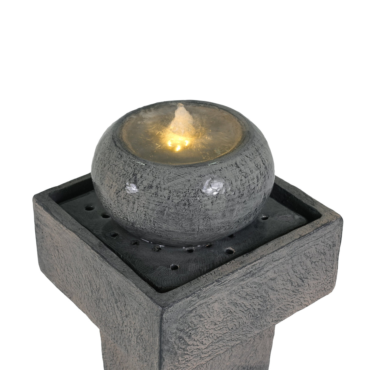25.59'H Minimalist Concrete Column Fountain with LED Lighting
