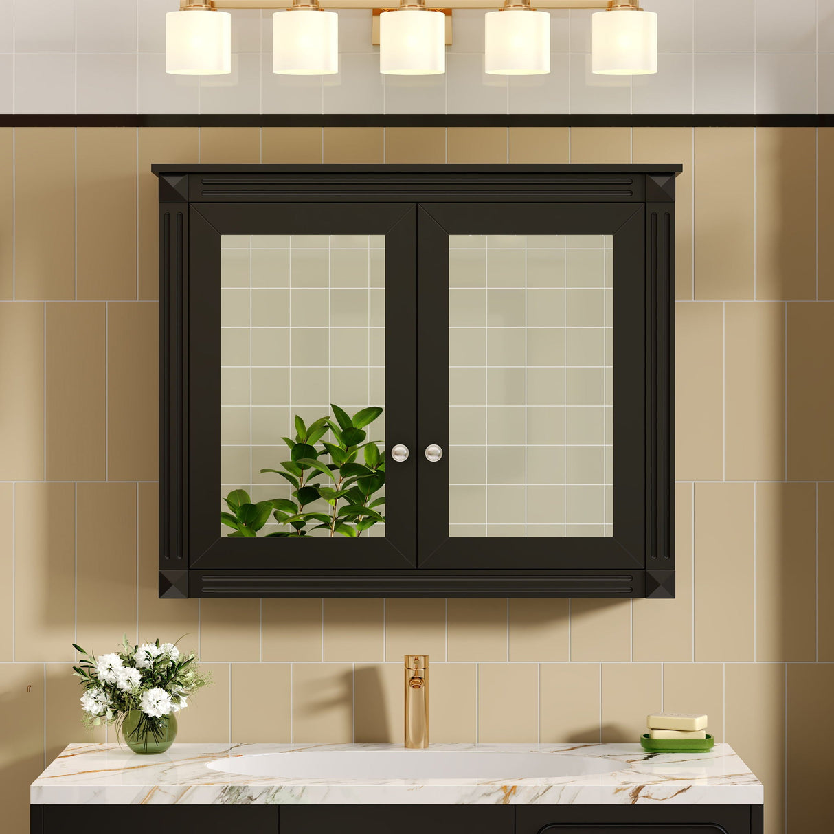 Wall-Mounted Medicine Cabinet With 2 Mirrors, Adjustable Shelves