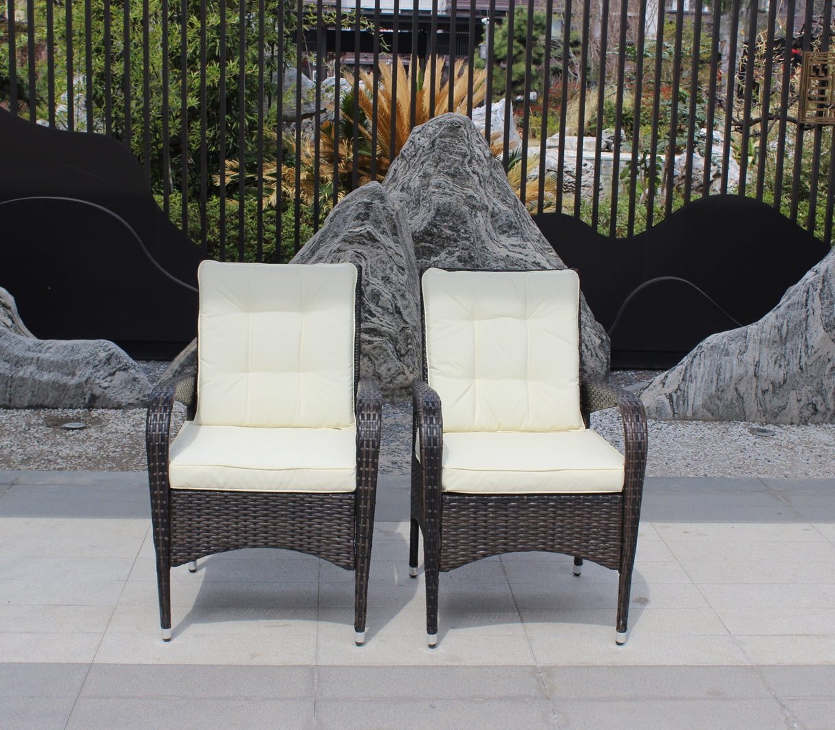 2-Piece Liberatore Dining Chairs with Beige Cushions