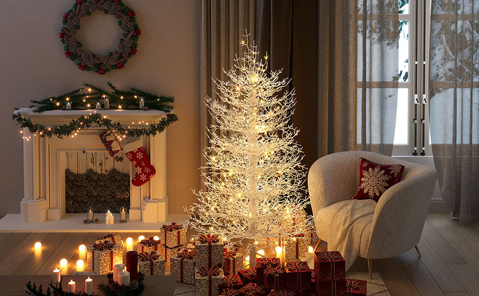 4FT Pre-Lit Aspen Fir Artificial Christmas Tree 230 Warm White LED Lights