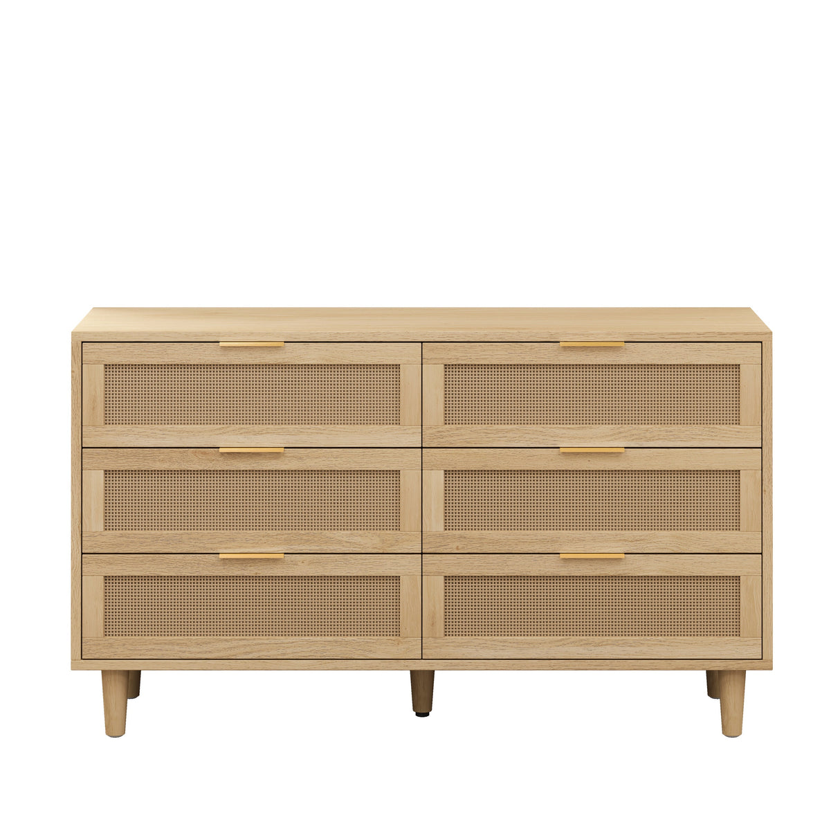 51.18' 6-Drawers Rattan Storage Cabinet Natural