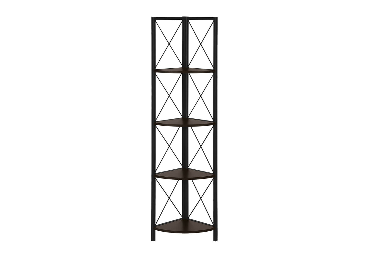 4-Tier Corner Bookshelf with Marble Look and Metal Frame