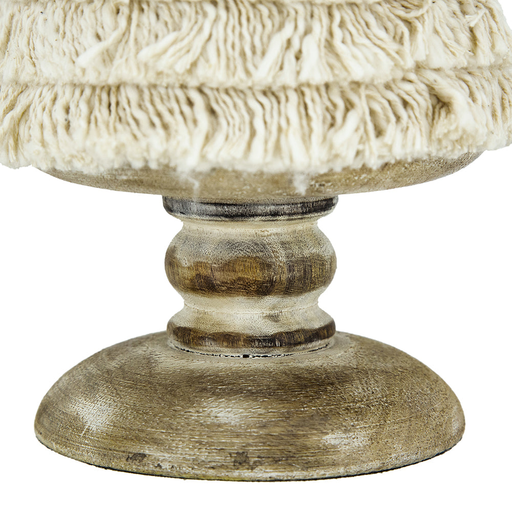D5.1x21.7" Fringes Embellished Cone With Wooden Base