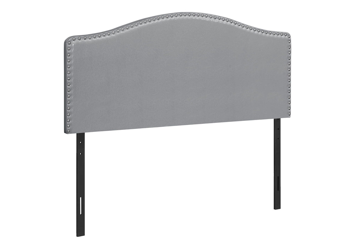 Queen Size Upholstered Gray Headboard - Transitional Style