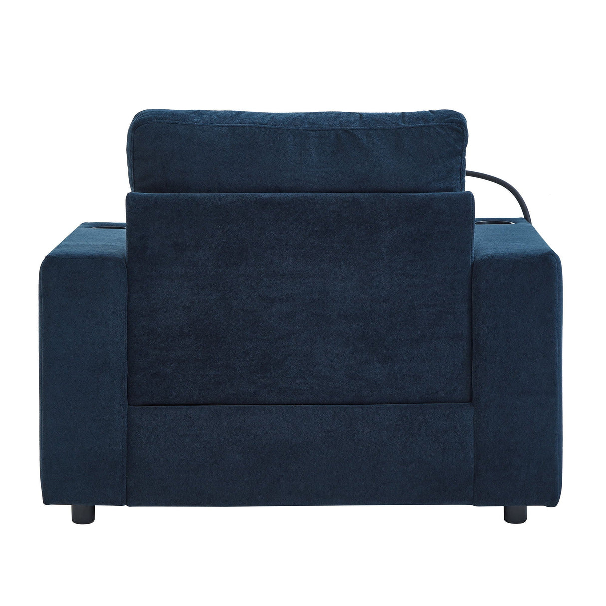 Modern Style Armchair Chaise Lounge Sofa Couch With Movable Storage Ottoman, USB Ports, Cup Holders, Phone Holder, Side Pockets