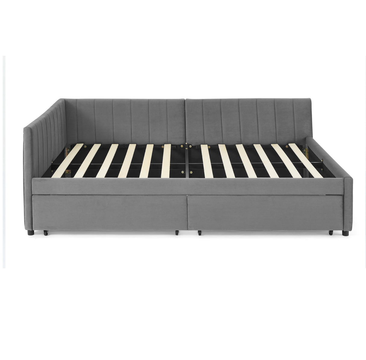 Full Size Upholstered Tufted Bed Frame with Two Drawers