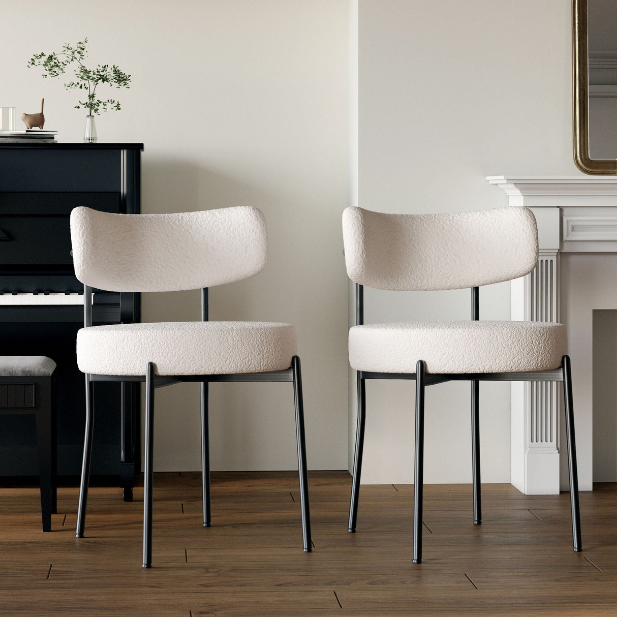 Extendable Dining Table Set With Curved Backrest Upholstered Chairs