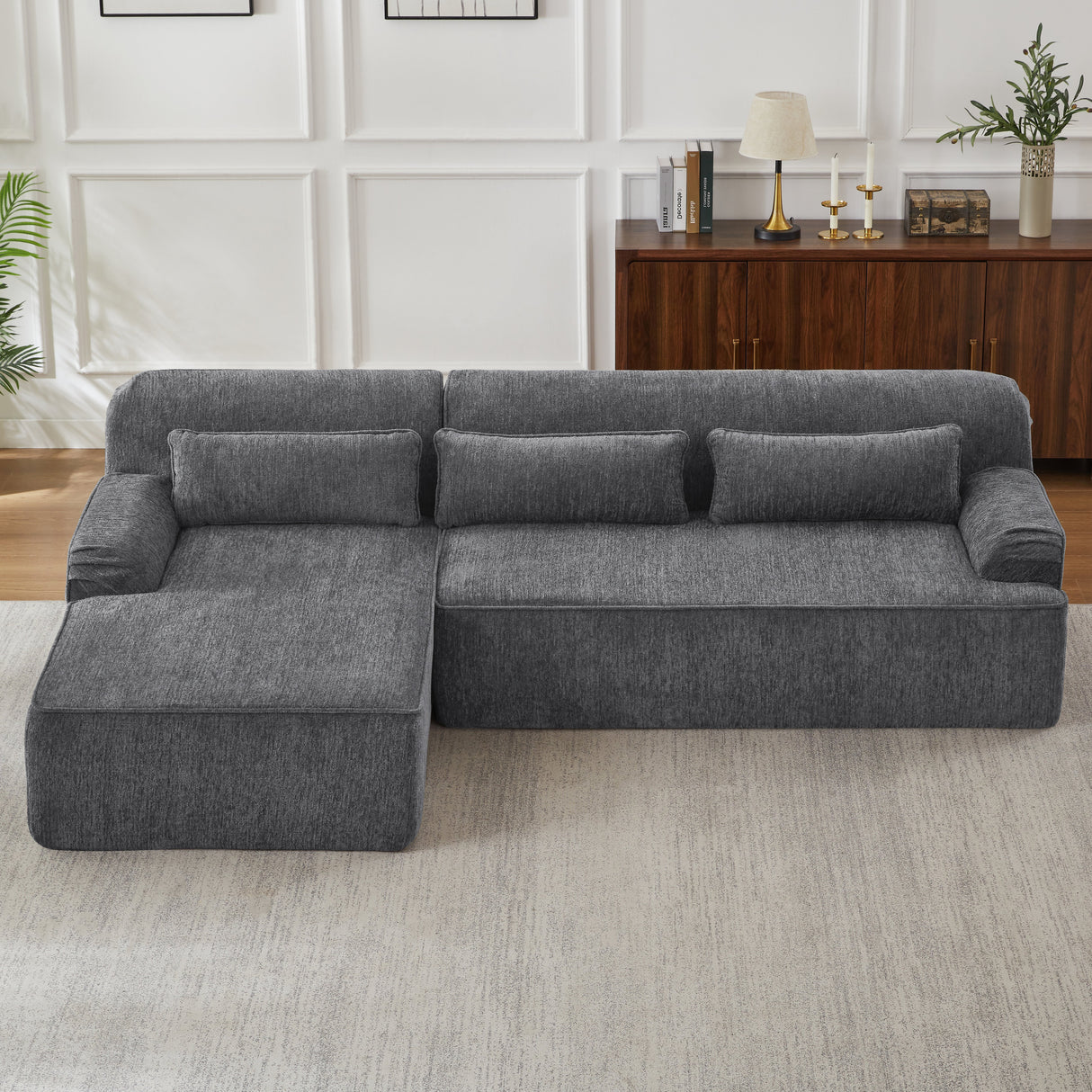 Chenille L-Shape Luxury Sectional Sofa