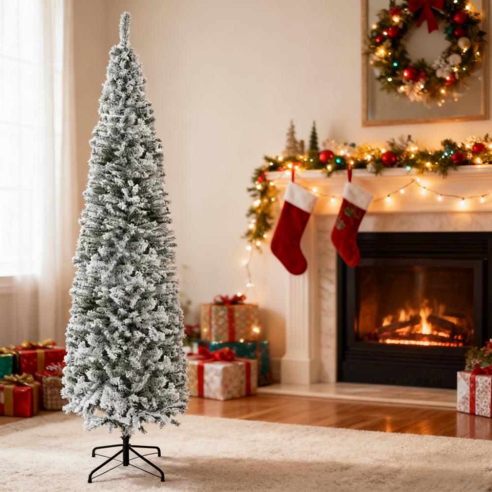 9ft Flocked Christmas Tree with Faux Snow